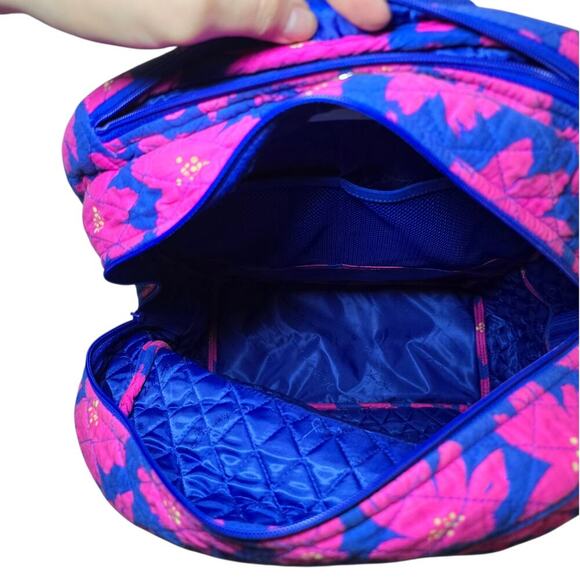 Vera Bradley Women\'s Signature Cotton Campus Tech Backpack Art Poppies Pink Blue